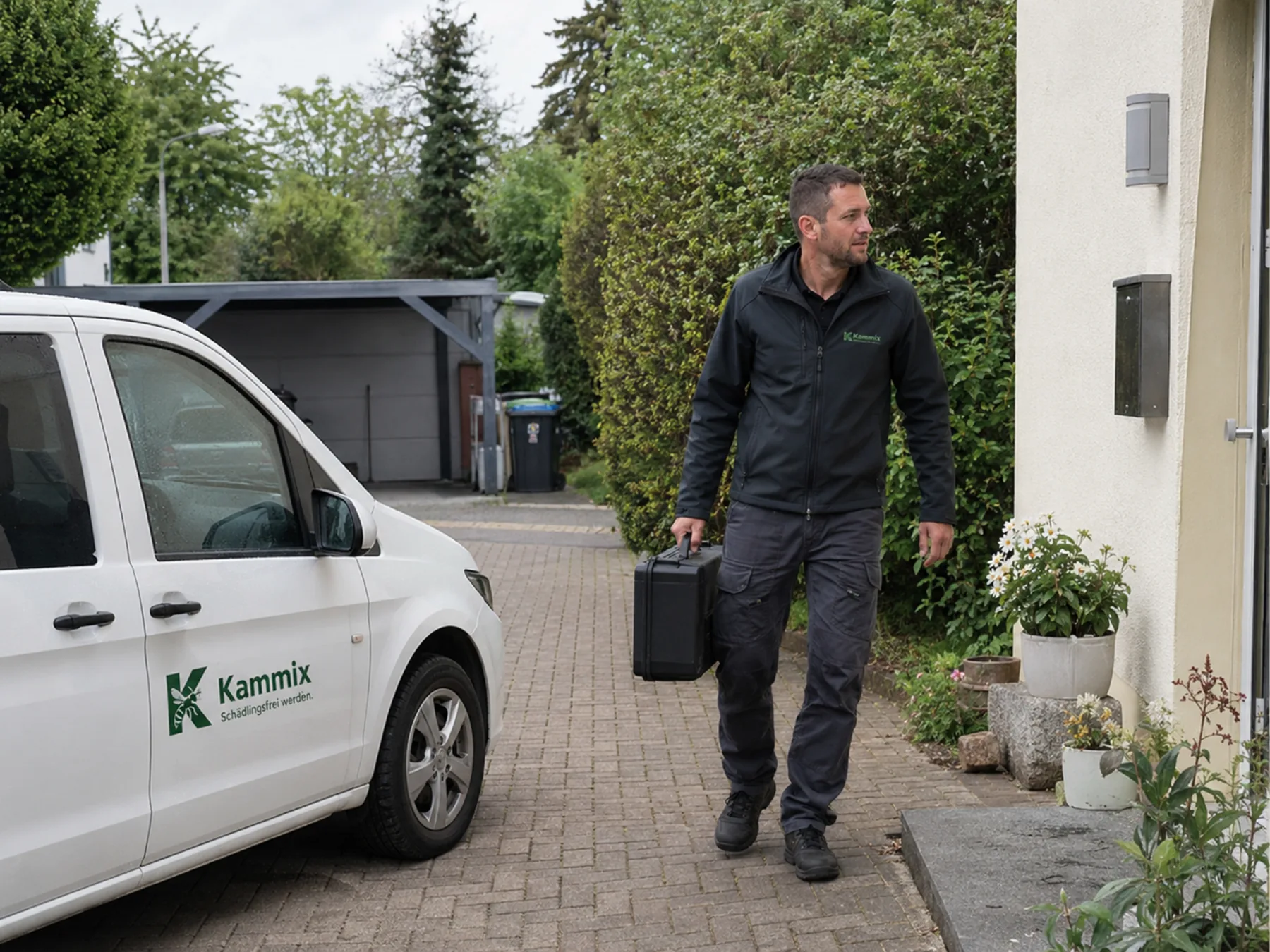 Kammix-Techniker bei einem diskreten Einsatz in moderner Umgebung